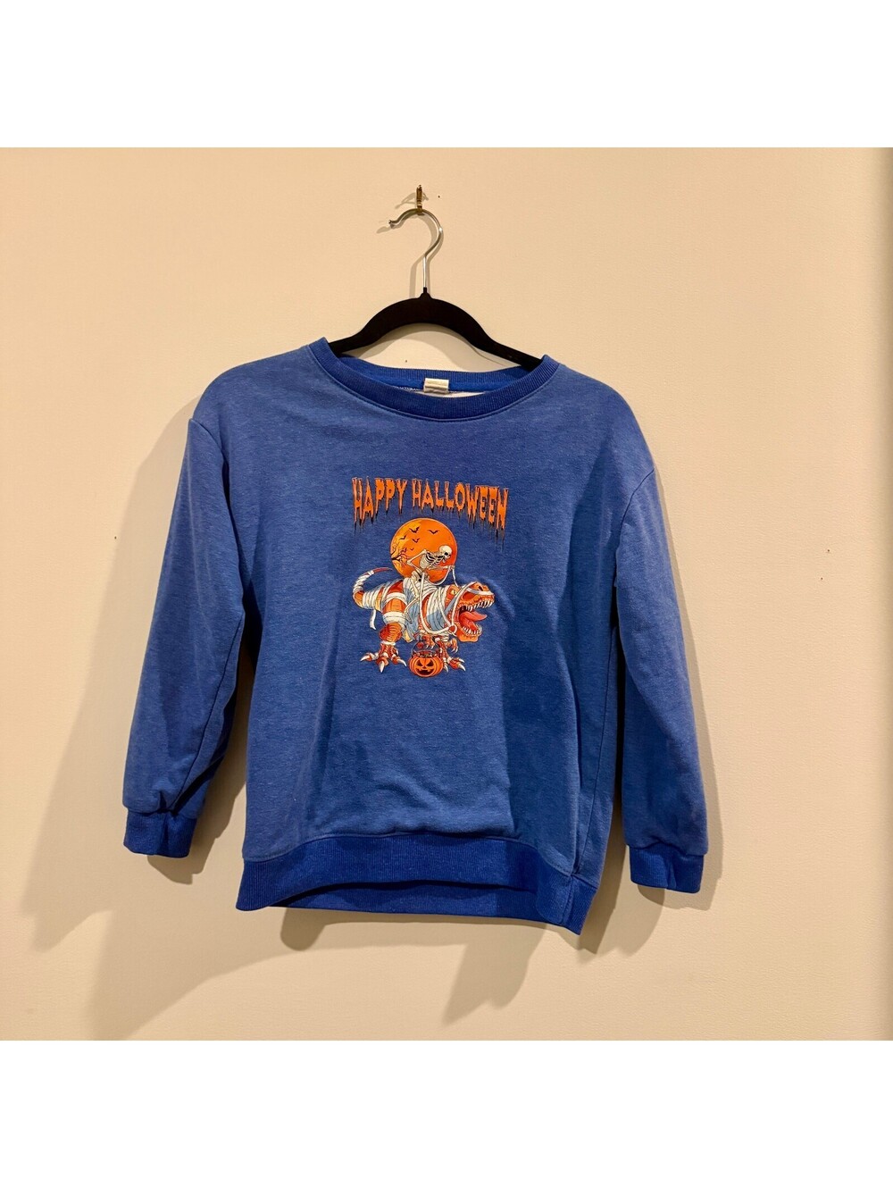 Kids Halloween Dinosaur Mummy Crewneck Sweatshirt - Size(Youth M/L